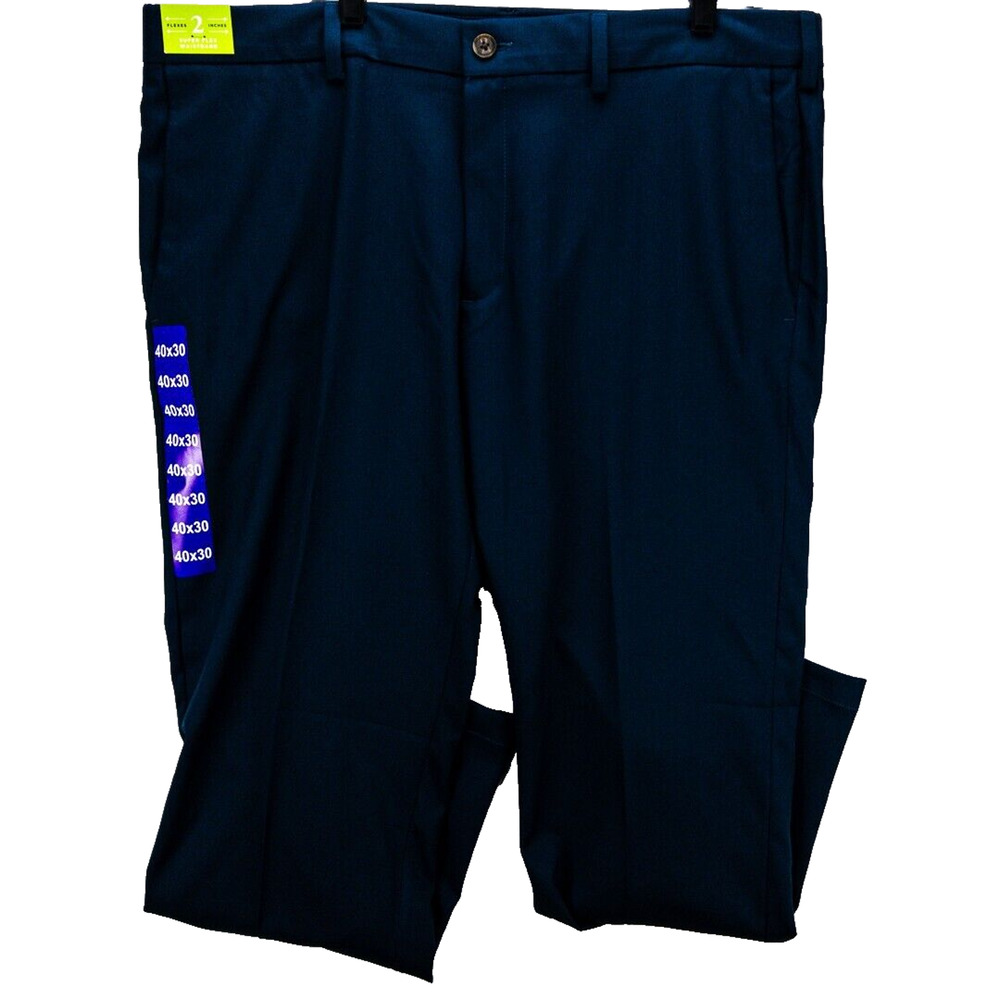 Haggar Pants Men’s 40x30 Navy Blue Straight Leg Stretch Wrinkle Free NWT